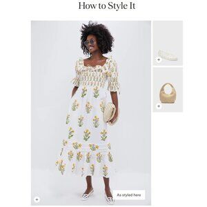 New Pink City Prints Buttercup Meadow Meryl Floral Off-Shoulder Dress